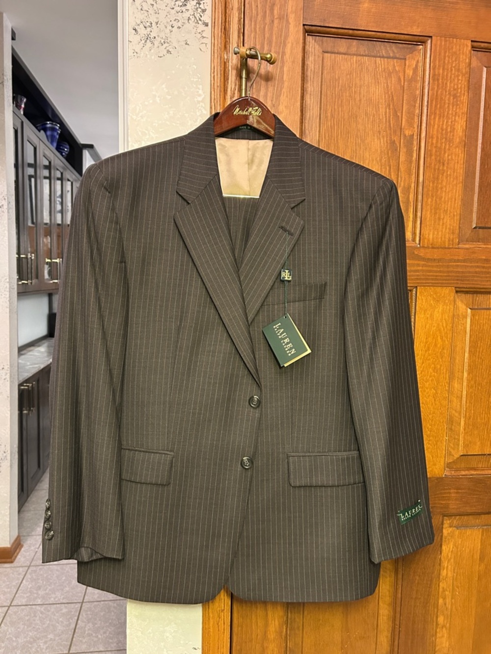 Ralph Lauren Men’s Dark Brown Pinstripe Suit